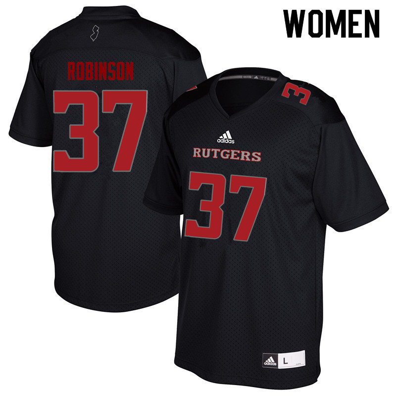 Women #37 TJ Robinson Rutgers Scarlet Knights College Football Jerseys Sale-Black - Click Image to Close